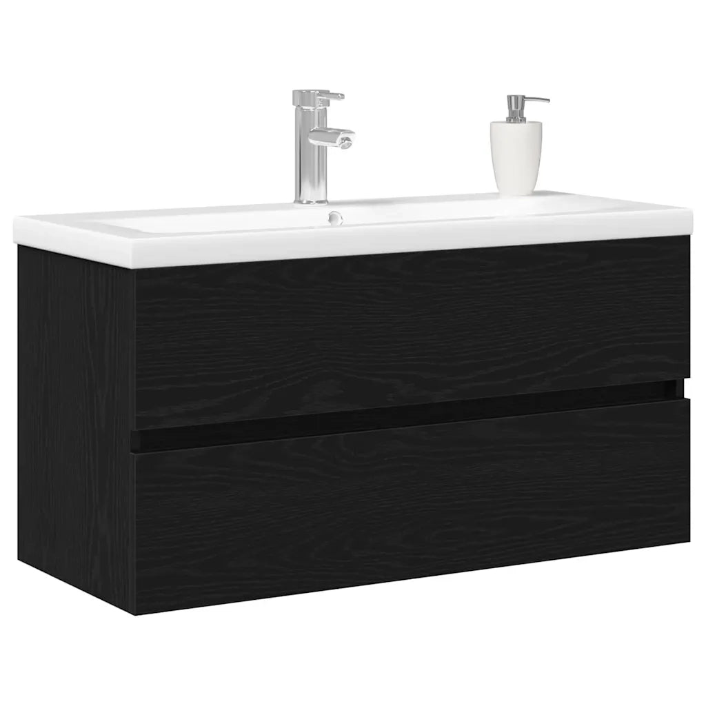 Mobile Lavabo | Armadio per Lavabo da Bagno Rovere Nero 90 x 39 x 62 cm