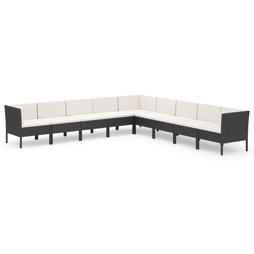 Set Divani da Giardino 9 pz con Cuscini in Polyrattan Nero cod mxl 38412