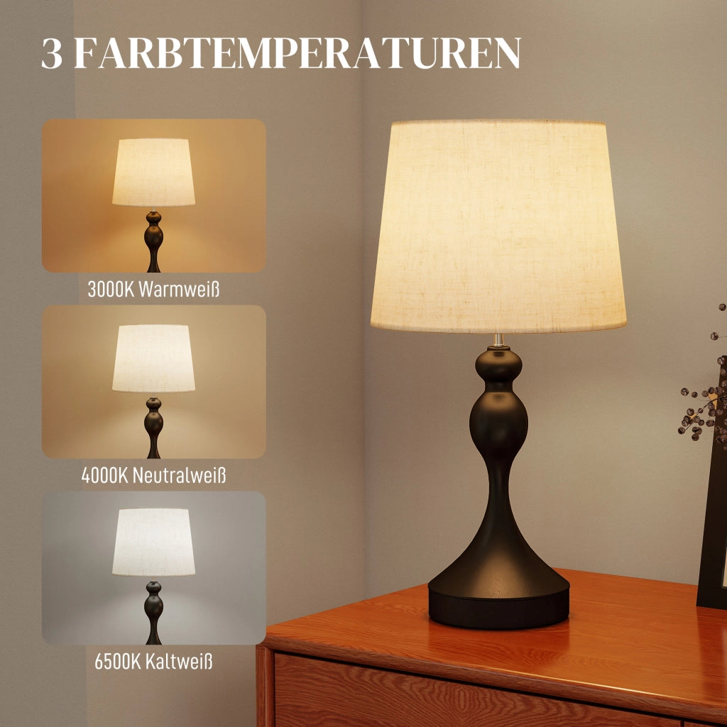 Lampada da Tavolo LED con Paralume in Tela ¨C zephmum ¨C Nero
