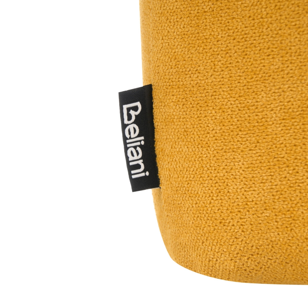 Pouf imbottito in tessuto per camera da letto e soggiorno 86 x 30 forma irregolare giallo senape stile scandinavo