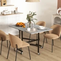 Tavolo Pieghevole a Ribalta per 4-6 Persone con 6 Rotelle, in Legno e Acciaio, 120x80x73 cm, Grigio