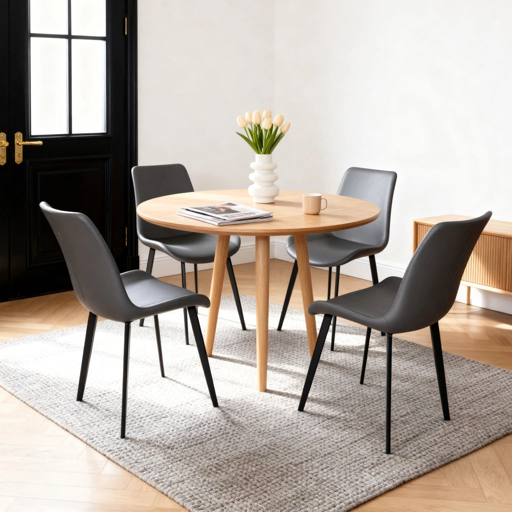 SEDIA da pranzo ergonomica in PU grigio, gambe in acciaio al carbonio, Set da 4 pezzi