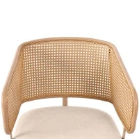 Set di 2 sedie da pranzo con schienale in rattan, cuscino della seduta in pelle PU, 51x 54x79 cm, Beige Marrone