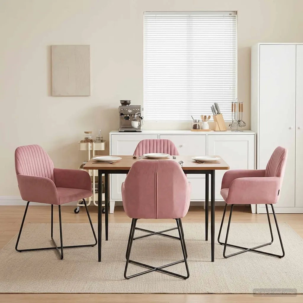 Sedie da pranzo 4 pcs Velluto (V) Rosa 55 x 50 x 84 cm 3428376