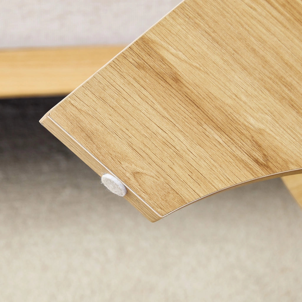 Tavolino da caffè rotondo in vetro temperato Ø 80 cm, design moderno con struttura in MDF effetto legno naturale, salvaspazio per soggiorno