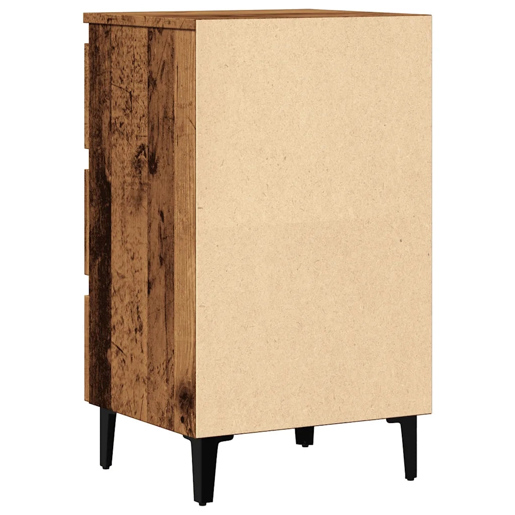 Comodino | Armadio da Notte | Mobiletto da notte con Gambe in Metallo Legno Antico 40x35x69 cm