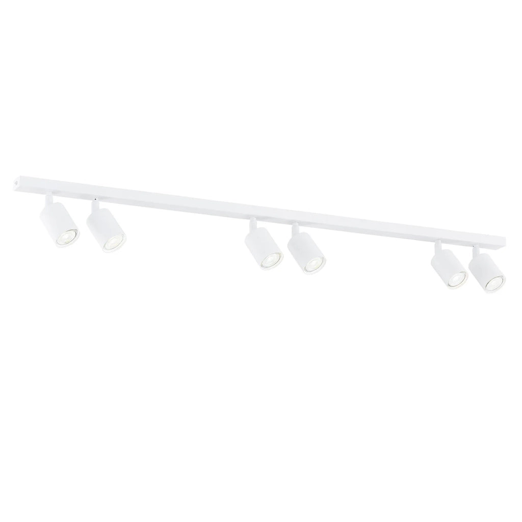 Plafoniera Moderna 6 Luci Faretti Khnum In Acciaio Bianco
