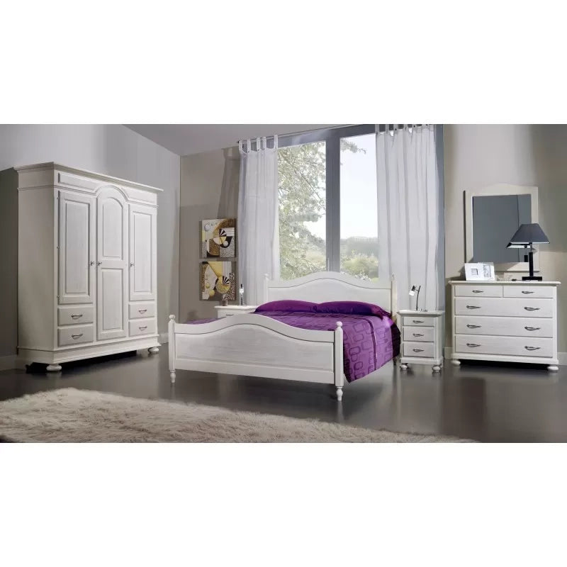  comodino 3 cassetti legno shabby bianco spazzolato 50x38x66 (2215) - Mobili 2G