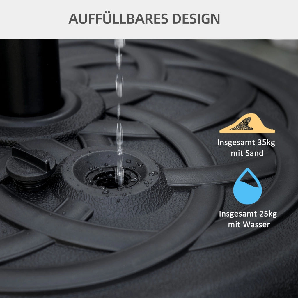 Base per ombrellone riempibile acqua e sabbia ¨C Xylo ¨C plastica e metallo nero ?56x30,5H cm