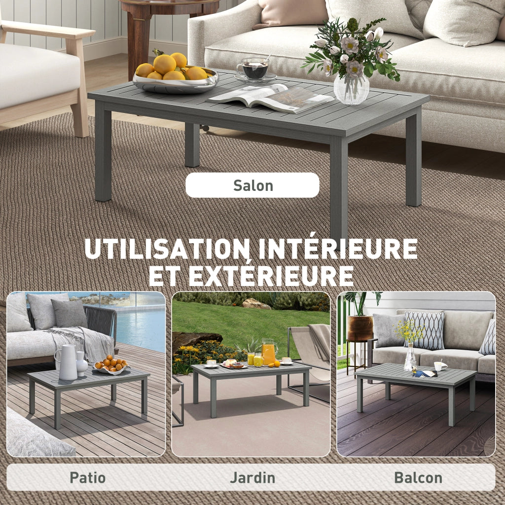Tavolino rettangolare con piano in legno ¨C zephmum ¨C 100x60x37 cm grigio