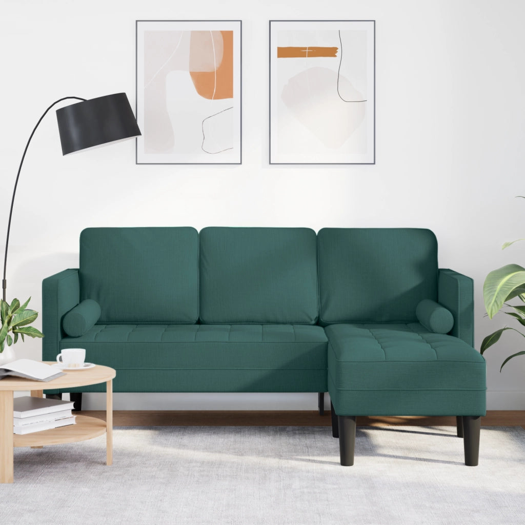 Divano angolare 3 posti  Verde scuro 160 cm in tessuto