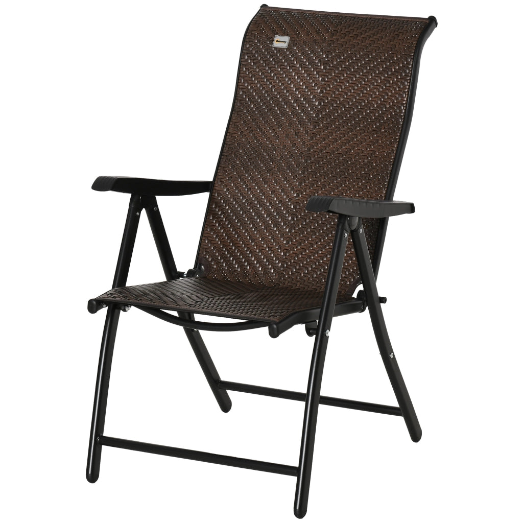 Sedia da giardino pieghevole in polyrattan con schienale regolabile ¨C zephmum ¨C marrone+nero 58x71x111cm