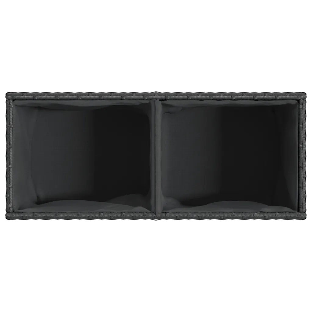 Fioriera da Giardino con 2 Vasi Nera 72x30x32 cm in Polyrattan