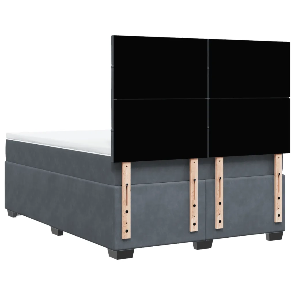 vidaXL Giroletto a Molle con Materasso Grigio Scuro 160x200 cm Velluto