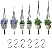 6 pezzi di pendenti per piante in tessuto con cavi in metallo - vaso da fiori appeso per interni ed esterni - nero