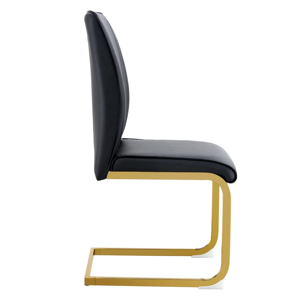 Sedia con Cuscino in PU ¨C MINIMAL ¨C Nera con Gambe in Metallo Dorato