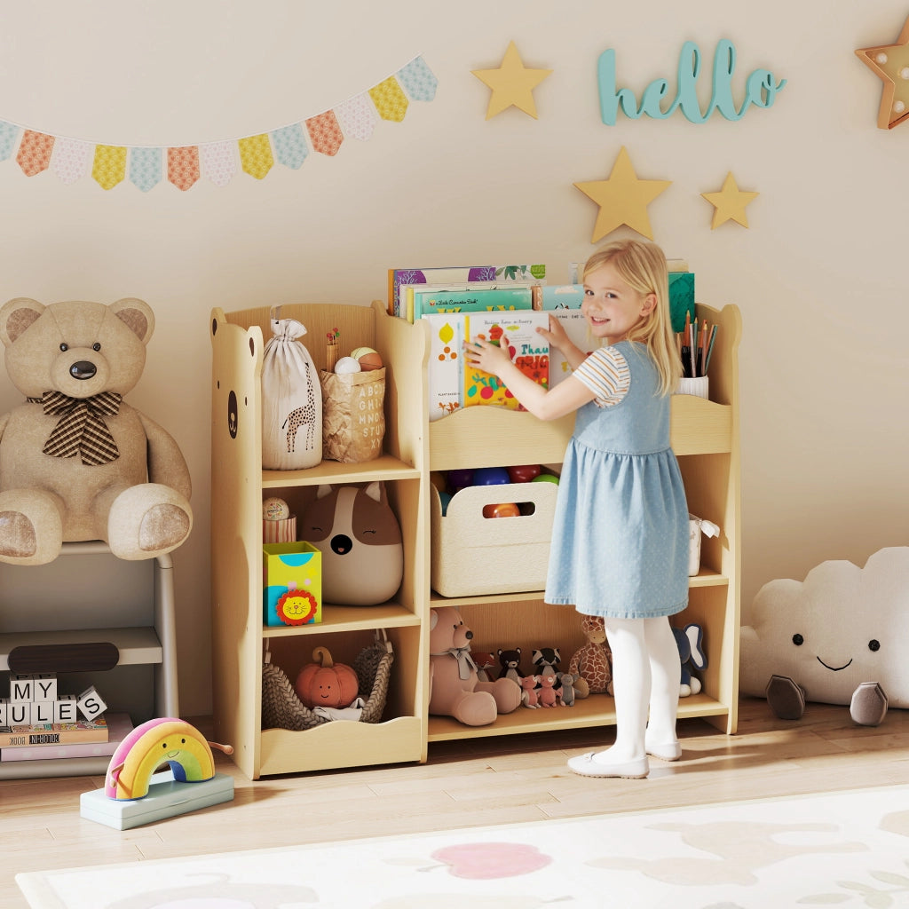 Libreria per Bambini con Ripiani Aperti e Scomparti ¨C zephmum ¨C Legno 92x29x79 cm