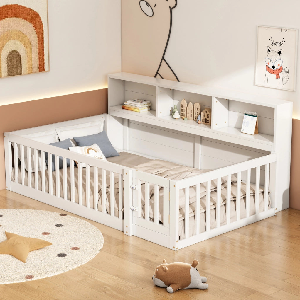 Letto daybed 90x200 cm con sponde di sicurezza e vani laterali