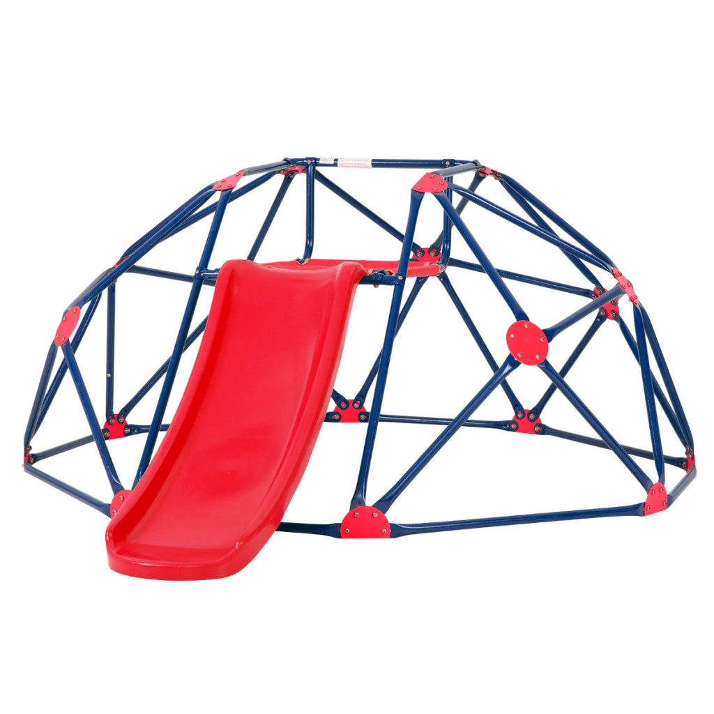 Cupola di arrampicata e set da gioco con scivolo capacit¨¤ di carico di 180KG, Parco giochi per bambini Rosso-Arrampicate e scivoli