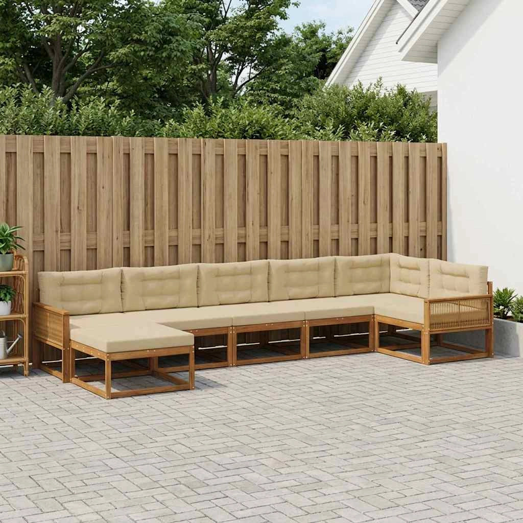 Set di divani da esterno 7 pz Naturale e Beige 3382751