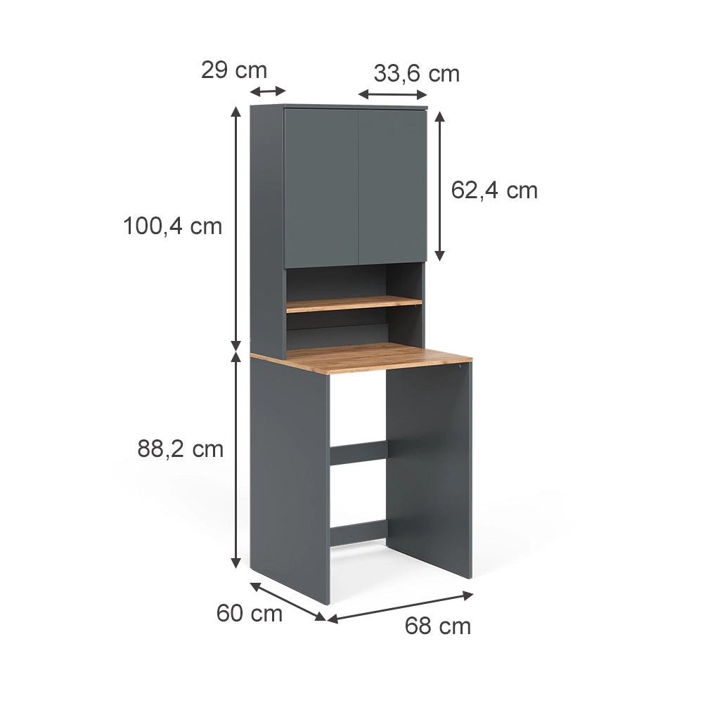 Vicco Mobile lavatrice Antracite/quercia dorata 68 x 88.2 cm 2 parti con ripiano