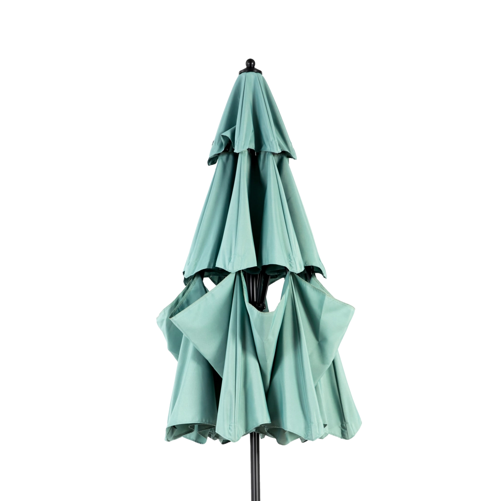 Ombrellone da esterno 10 ft a 3 livelli con inclinazione automatica; verde chiaro