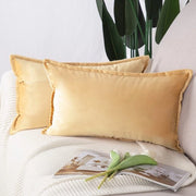 Set di 2 cuscini decorativi in velluto con stile lussuoso per divano per camera da letto Khaki 30x50 cm Formato rettangolare