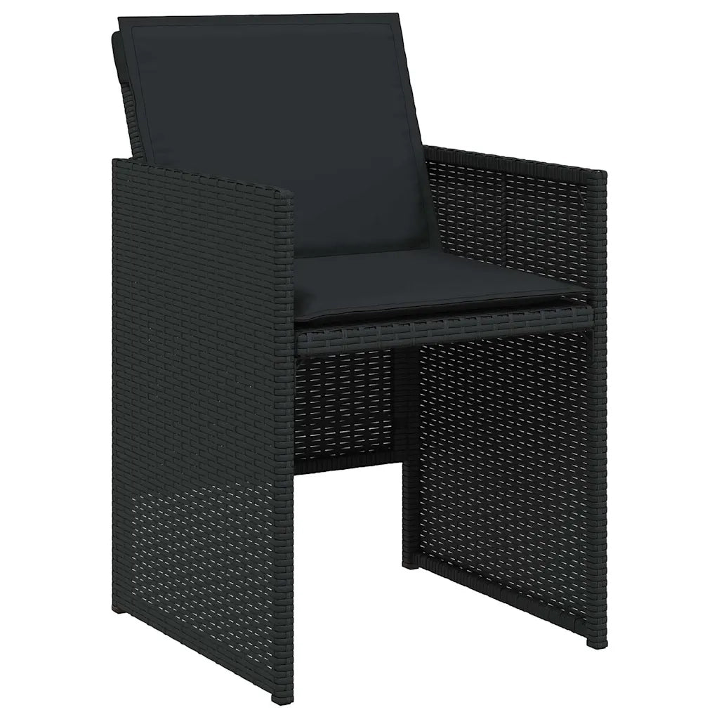 Set da Pranzo da Giardino 9 pz con Cuscini Nero in Polyrattan 3277782