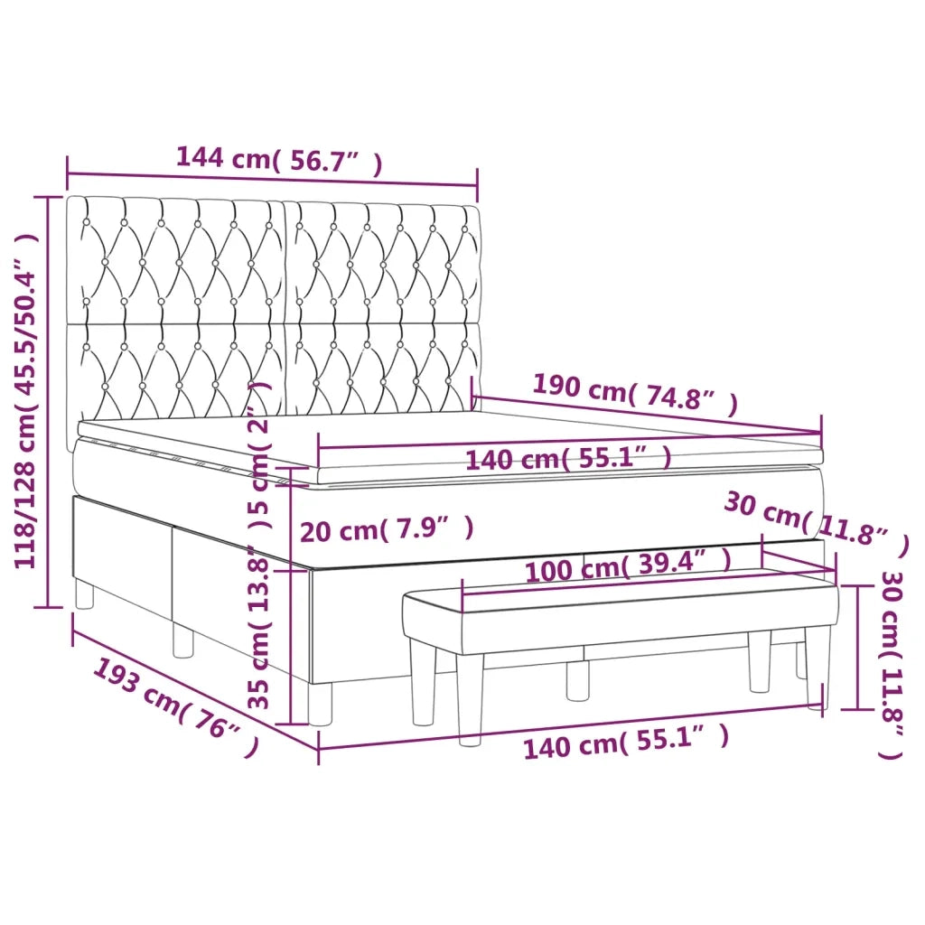Giroletto a Molle con Materasso Tortora 140x190 cm in Tessuto 3137393