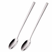 Set di Cucchiai da Tavola da 2 - Manico Lungo - Acciaio Inox 18/10 - Liscio - Ideale per Latte/Ice Cream - Lunghezza 18,5 cm - Cucchiai da Tavola
