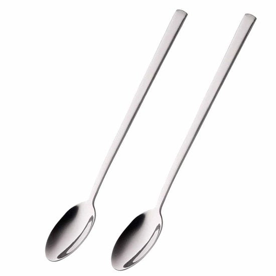 Set di Cucchiai da Tavola da 2 - Manico Lungo - Acciaio Inox 18/10 - Liscio - Ideale per Latte/Ice Cream - Lunghezza 18,5 cm - Cucchiai da Tavola