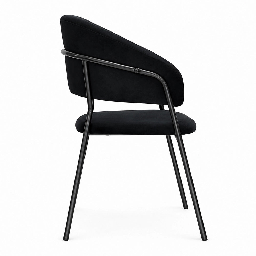 Sedie da sala da pranzo set da 2 Aurelia in velluto nero con gambe nere