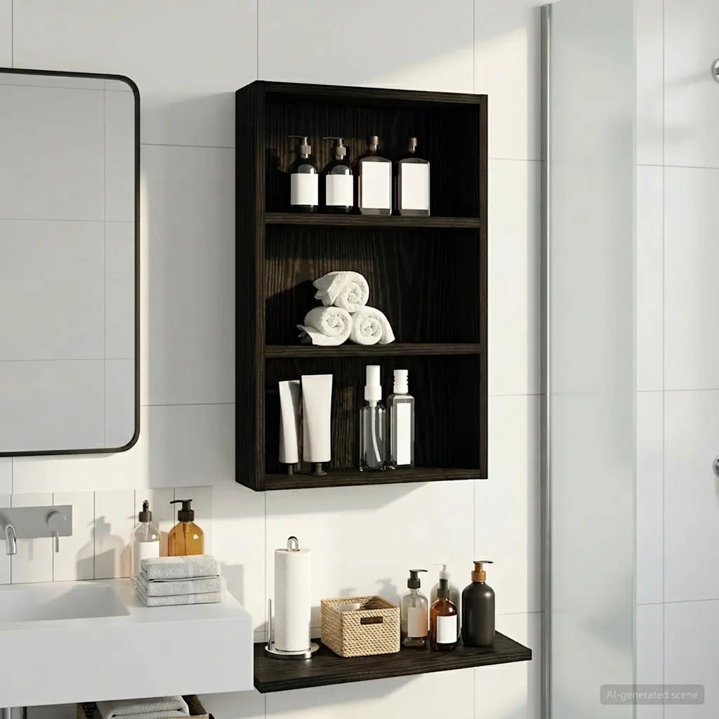 Armadio da bagno a muro Rovere Nero 40 x 10 x 60,5 cm