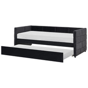 Letto singolo con secondo letto a scomparsa in velluto nero 90 x 200 cm camera da letto cameretta