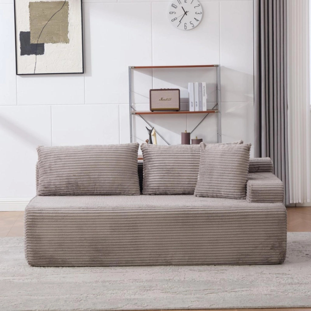 Divano modulare, divano compatto, tessuto chenille, schiuma ad alta elasticità 30D, base antiscivolo, 2 posti, grigio