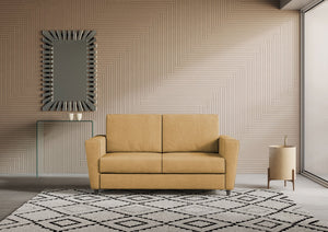 Divano 2 Posti 172x85x85 cm Yasel in Tessuto Ocra