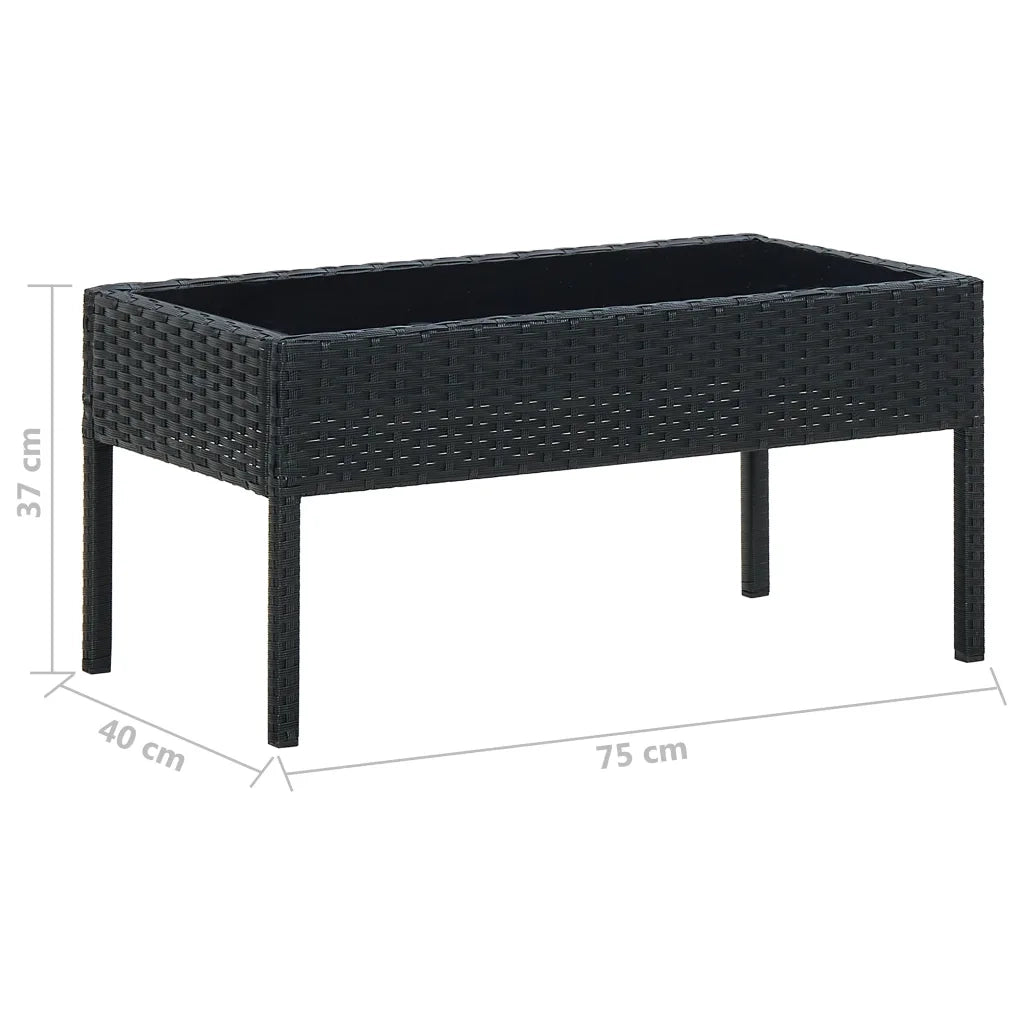 Tavolo da Giardino Nero 75x40x37 cm in Polyrattan 45904