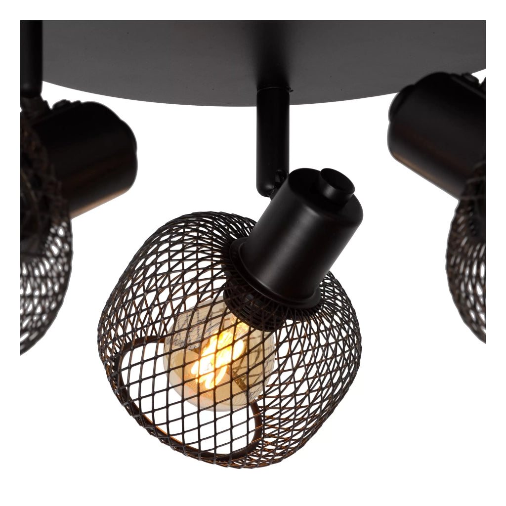 Lucide Maren plafoniera loft nera metallo 3 faretti E14