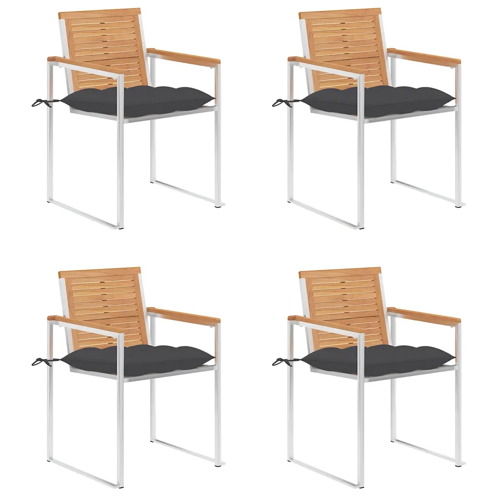 Sedie da Giardino con Cuscini 4 pz in Legno Massello di Teak cod mxl 8673