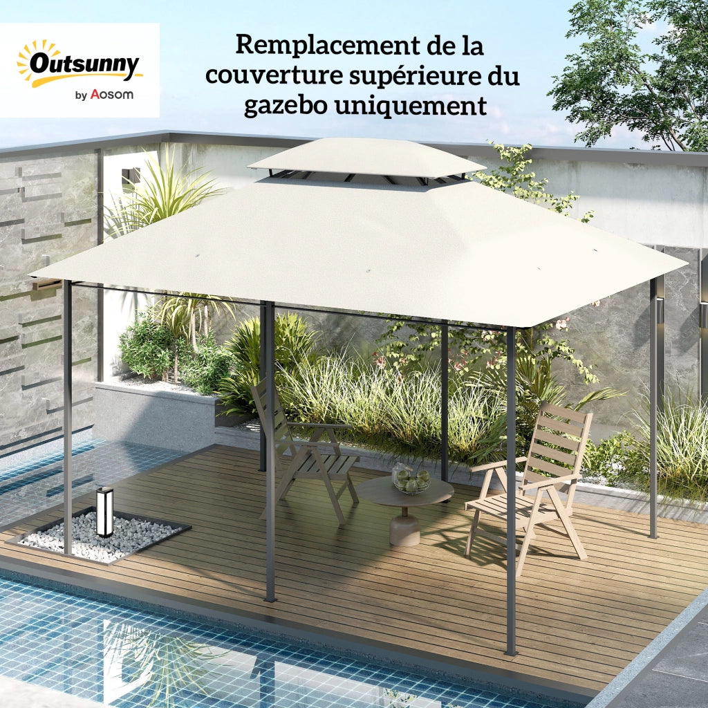 Telo per gazebo 4x3m doppio tetto drenaggio ¨C zephmum ¨C crema 180g/m2 poliestere