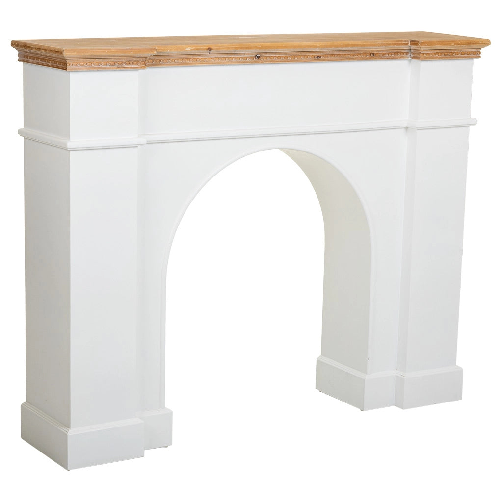 Cornice camino in legno bianco 125,5x29x101h