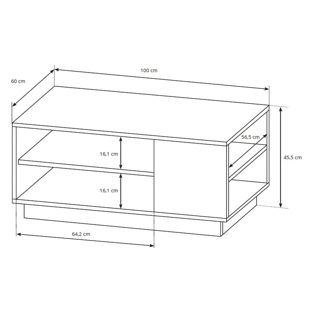 Karada, Tavolino da Salotto 2 Vani, 100x46x60h cm Bianco