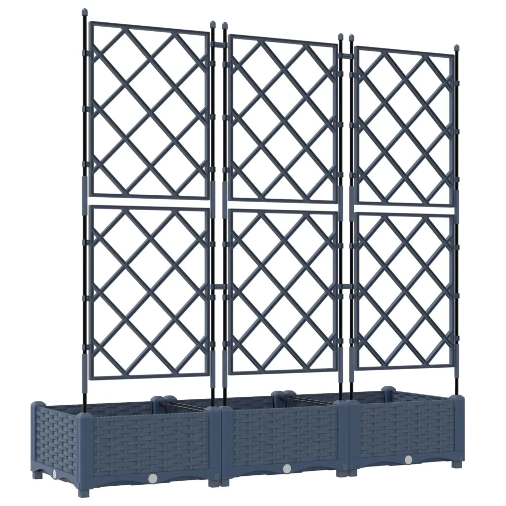 Fioriere | Cassetta per fiori | Vaso da giardino 3 pz Grigio 120 x 40 x 125,5 cm Plastica