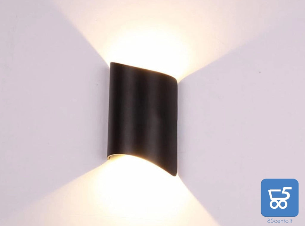 Lampada da Parete Applique  Nera a Prova di Umidità per Esterni e Interni 3000K Luce Calda