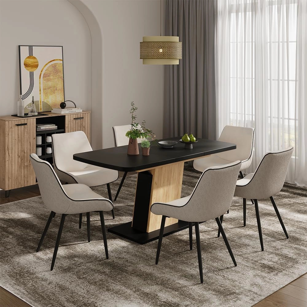 tavolo da pranzo allungabile Fenaro, Rovere nero/oro, 120 x 80 cm estensibile, estendibile per un'adeguata regolazione delle dimensioni del tavolo