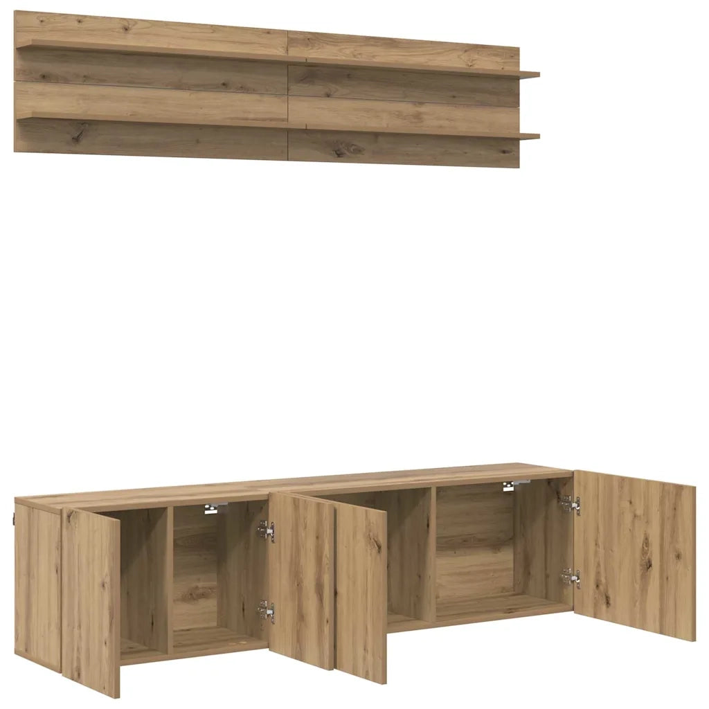 Mobile TV 6 pz-Set di 6 Credenza per TV rovere artigianale Legno multistrato