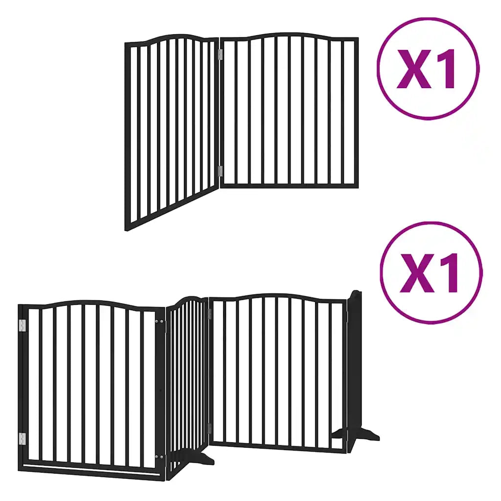 Cancello per Cani Porta Pieghevole Nero 6 Pannelli 480cm Pioppo CFW7126088