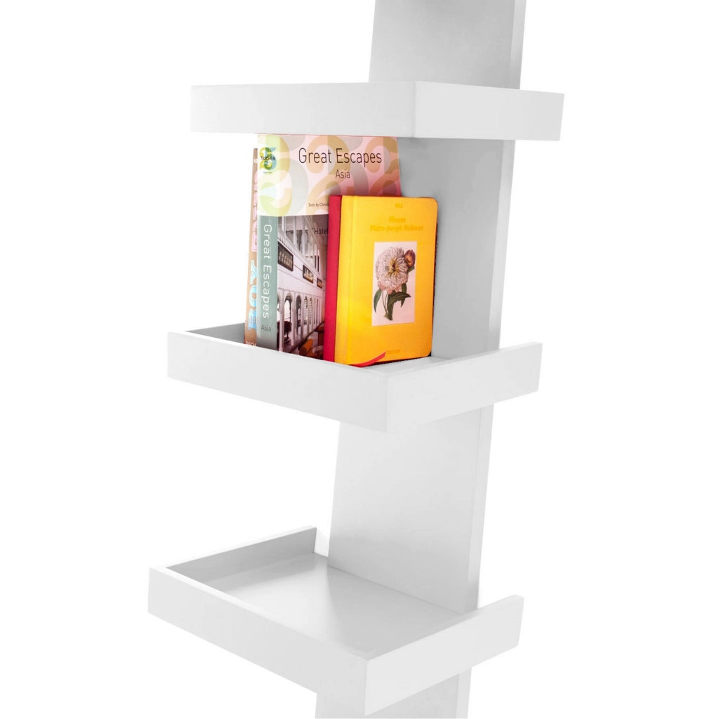 Libreria 5 ripiani effetto legno laccata bianca  cm. H.155xL.31xP.35