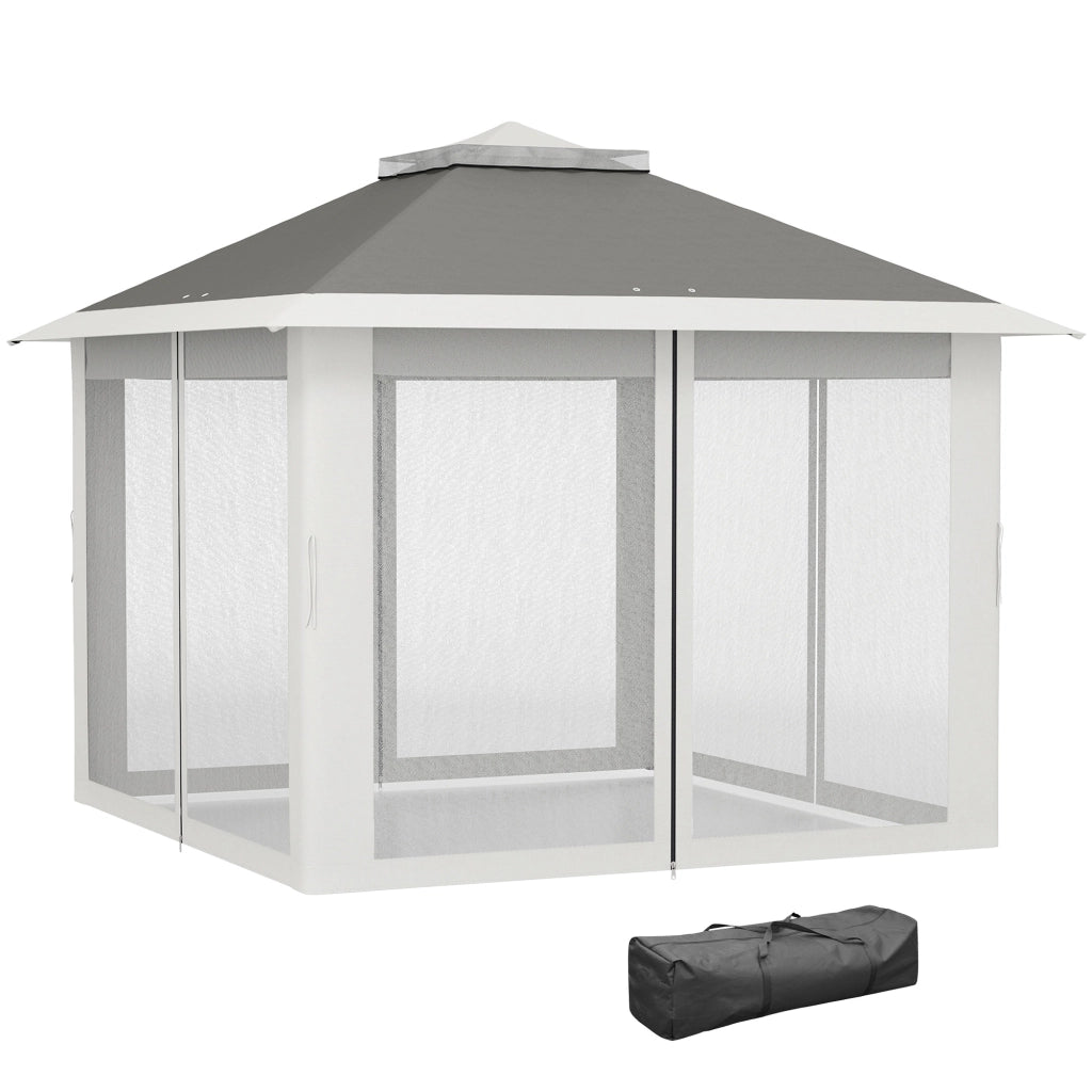 Gazebo da Esterno ¨C zephmum ¨C Grigio, Metallo, Tessuto Oxford, 3.3x3.3x2.8 m
