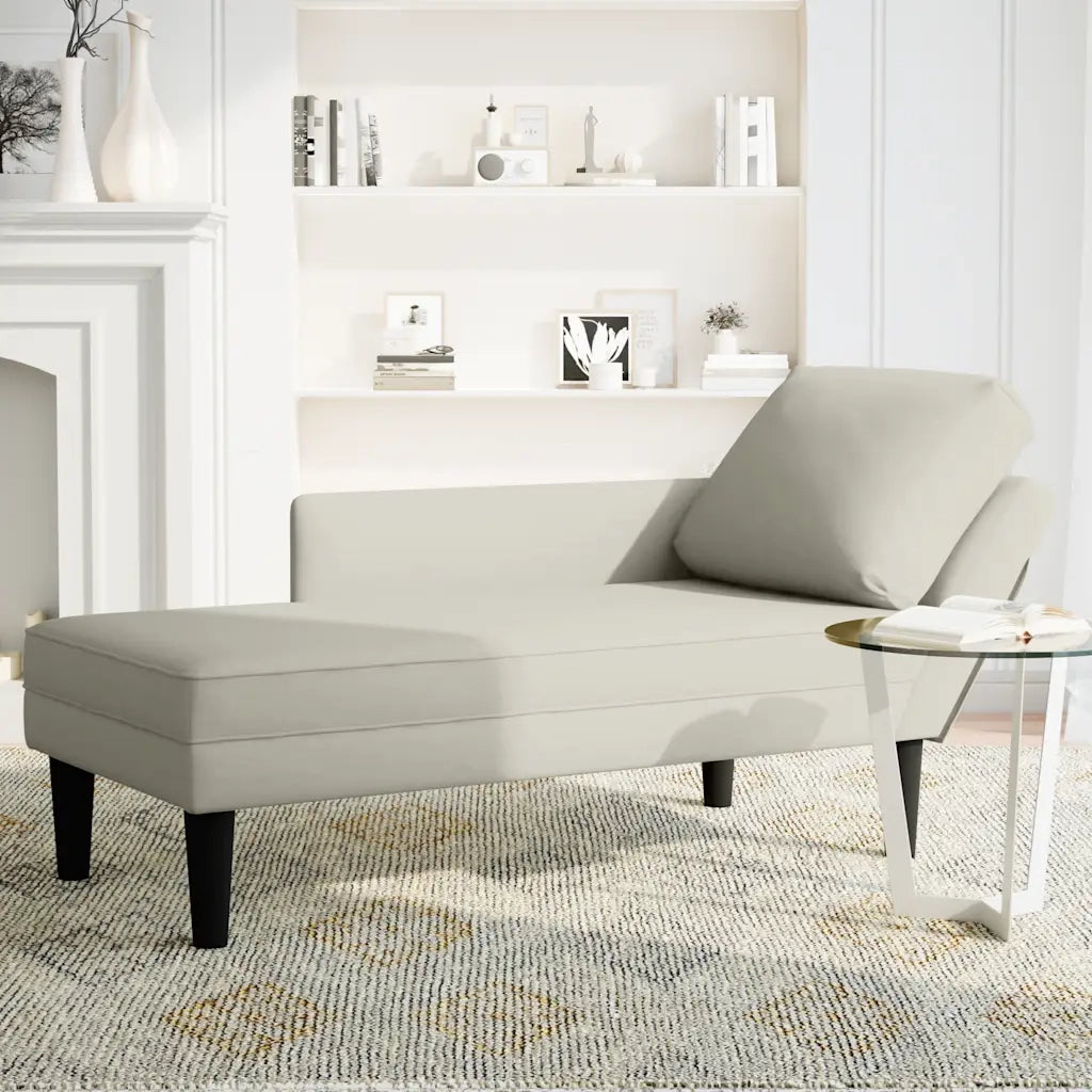 Sdraio con Cuscino e Bracciolo Destro in Velluto Crema CFW1708160
